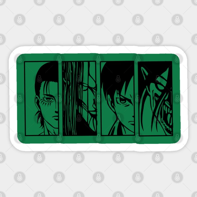 Attack on Titan Eren forms Sticker by BentoPrint